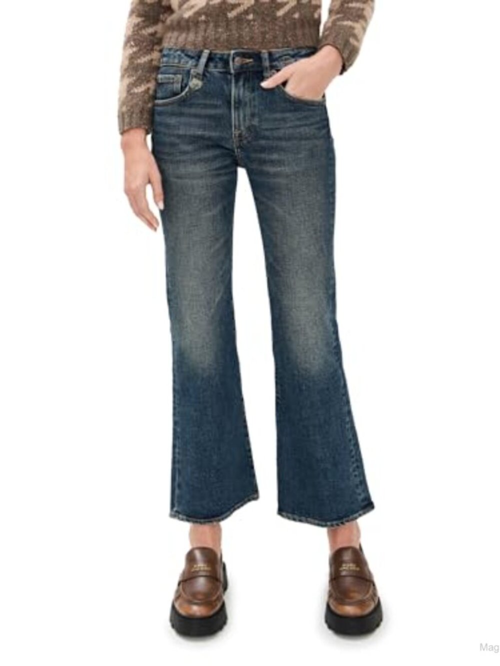 Kick Flare Jeans Heavyweight Non-Stretch Denim 5-Pocket Mid Rise